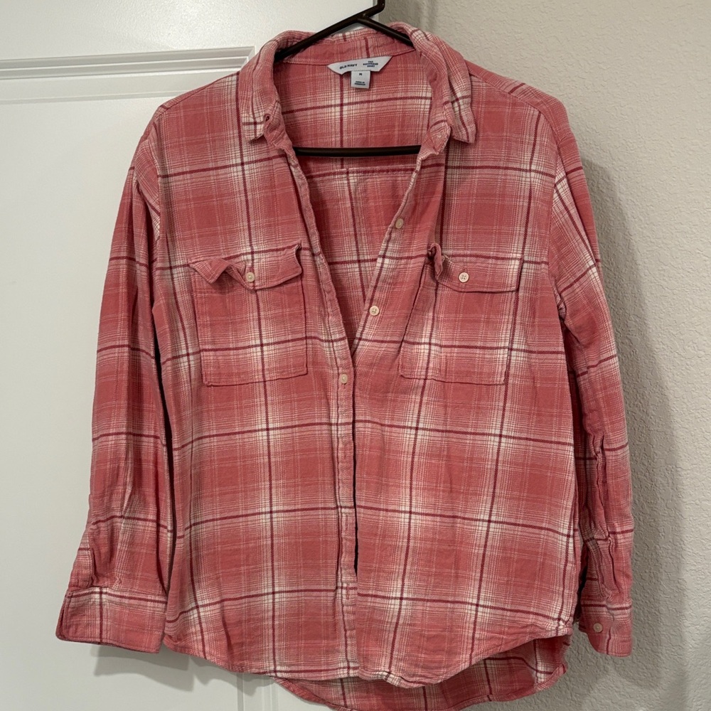 Pink Plaid Button-Up Shirt